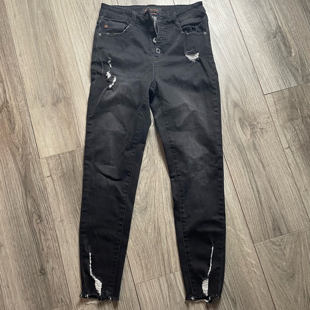 RISEN:  Black Distressed Jeans